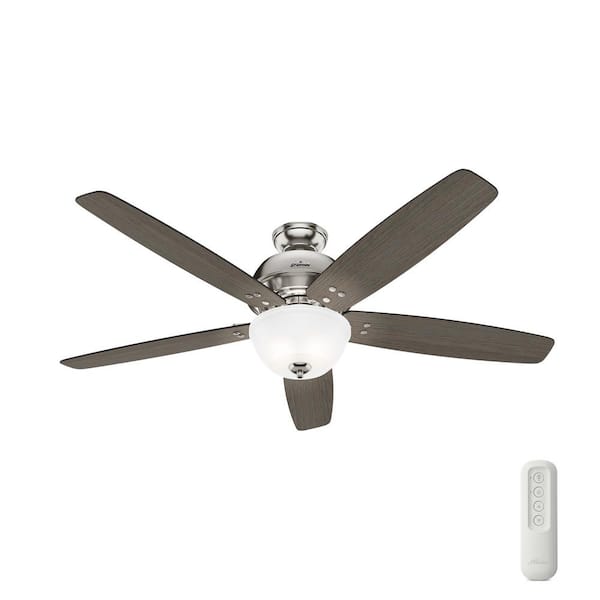 Hunter Reveille 60 in. Indoor Brushed Nickel LED Ceiling Fan with Light and Remote