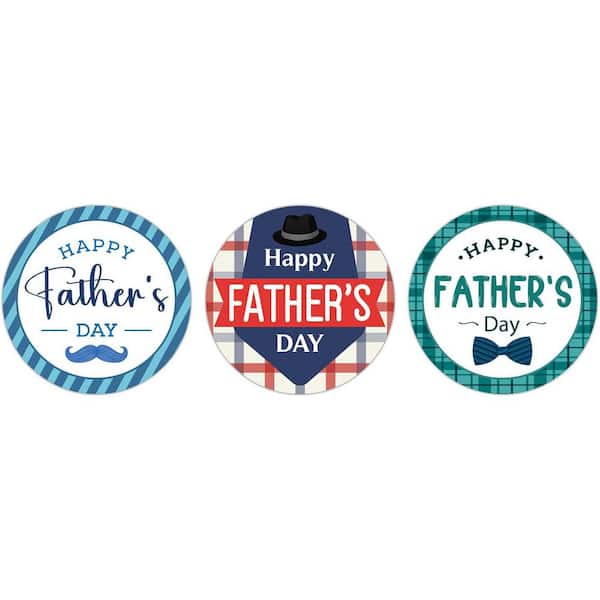 Unbranded Funny Father's Day Gift Stickers 48Pcs Round Self-Adhesive Labels Beard Bow Tie Patterns Waterproof 2-Inch 4 Sheets