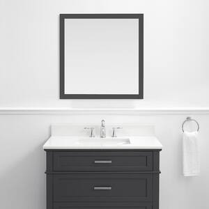 Woodfall 34 in. W x 34 in. H Square Framed Wall Mount Bathroom Vanity Mirror in Dark Charcoal
