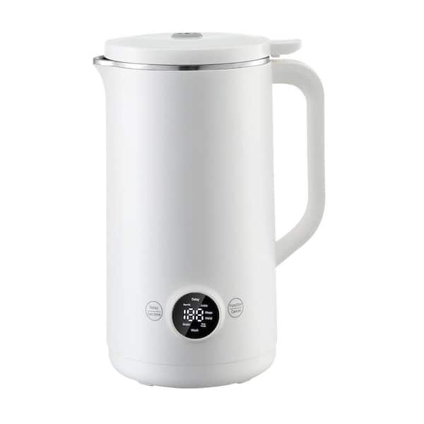 SKYSHALO Nut Milk Maker 21 oz. Single Speed Countertop Blenders Stainless Steel White 8-in-1-Soymilk Maker with 8-Leaf Blades