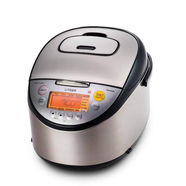 Tiger 10-Cup Black Stainless Steel Rice Cooker with LCD Display