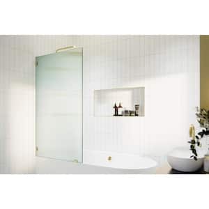 Gaia 30 in. W x 58.25 in. H Single Fixed Frameless Fluted Frosted Bath Panel Shower Tub Door