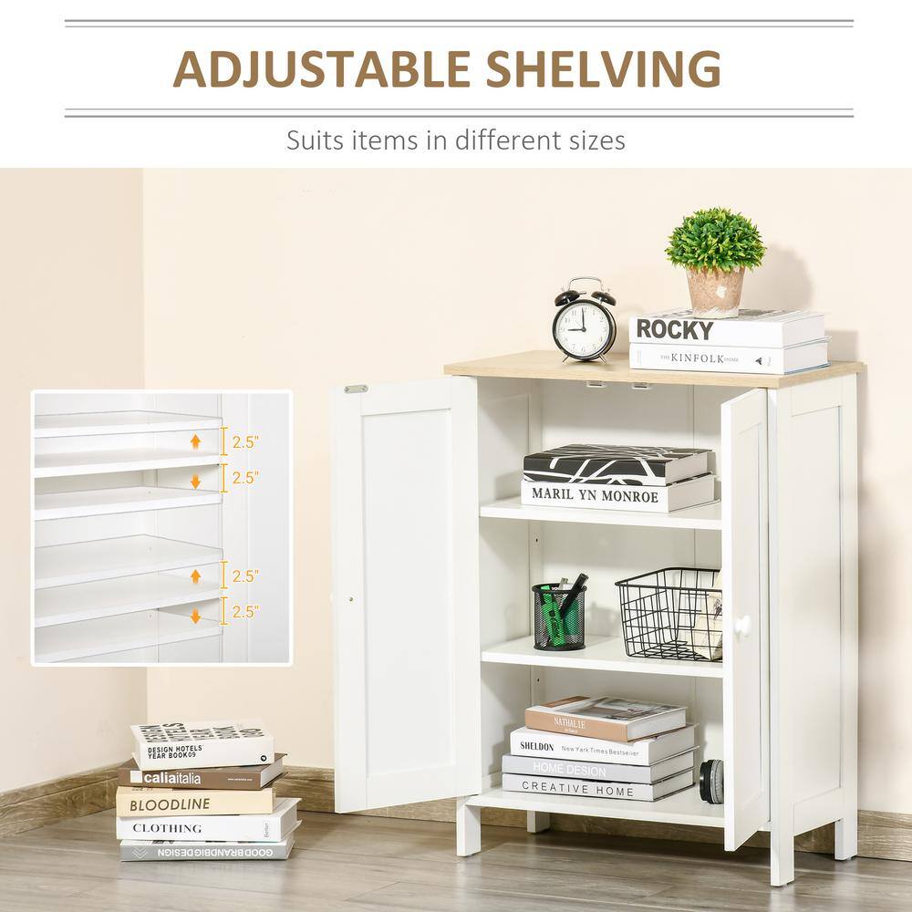 White Freestanding Office Storage Cabinet with Adjustable Shelving