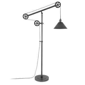 Descartes 70 in. Aged Steel Floor Lamp with Pulley System