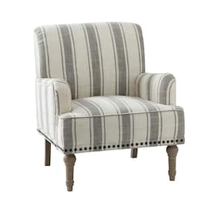 Imperia Grey Armchair with Turned Legs and Nailhead Trim