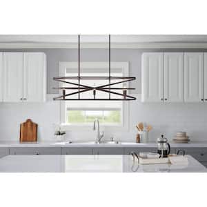 Sarolta Sands 6-Light Black Kitchen Island Pendant Light Fixture with Linear Metal Shade