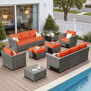 XIZZI Jasmine 12-Piece Wicker Outdoor Sectional Set with Dark Gray