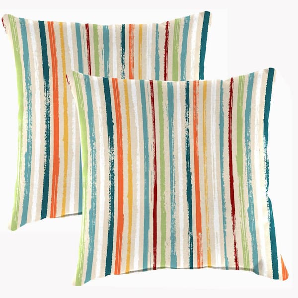 Jordan Manufacturing 17 in. L x 17 in. W x 4 in. T Square Outdoor Throw Pillow in Reesa Squash (2-Pack)