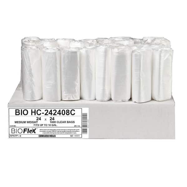 High Density Trash Bags, 10 Gal. 1000-Count With Bio Flex Technology, 8-Micron (eq), 24 in. x 24 in. Clear