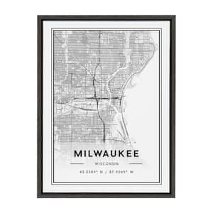 Sylvie Milwaukee Modern Map by Jake Goossen Framed Canvas Maps Art Print 18 in. x 24 in.