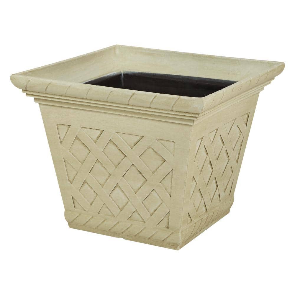 Vigoro H Frenchboro Large Cream Resin Square Planter with