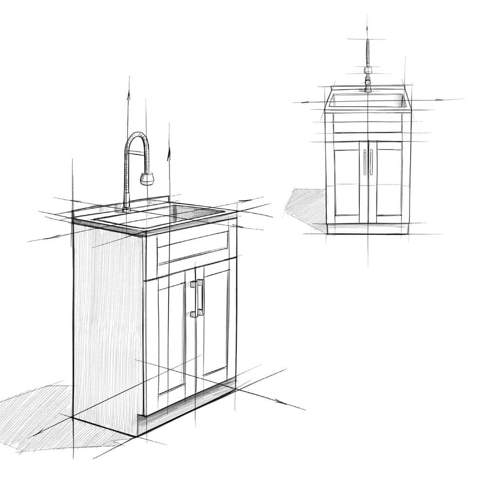 Hennessy 24" White Laundry Cabinet with Stainless Steel Sink