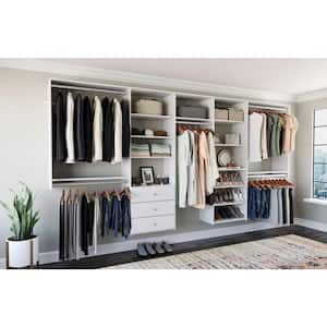 120 in. W - 144 in. W White Wood Classic Closet System