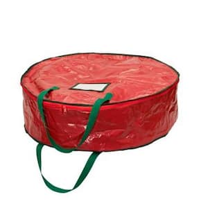24 in. Artificial Red Wreath Storage Bag with Handles