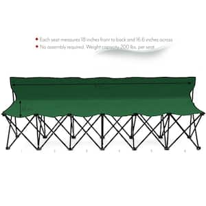 Portable 6-Seater Folding Team Sports Sideline Bench with Back (Dark Green)