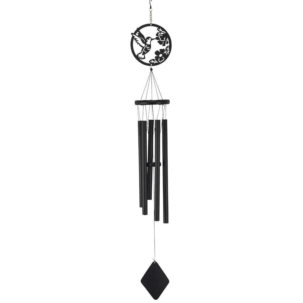 Classic Black Aluminum Hummingbird Outdoor Wind Chime 40"