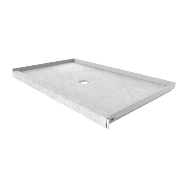36 in. x 60 in. Single Threshold Shower Base with Center Drain in Frost