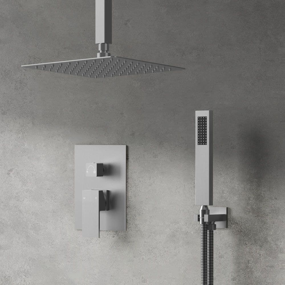2-Spray Patterns with 2.5 GPM 10 in. Rainfall Shower Head Solid Brass Ceiling Mount Dual Shower Heads in Brushed Nickel price history on PriceWatchPro