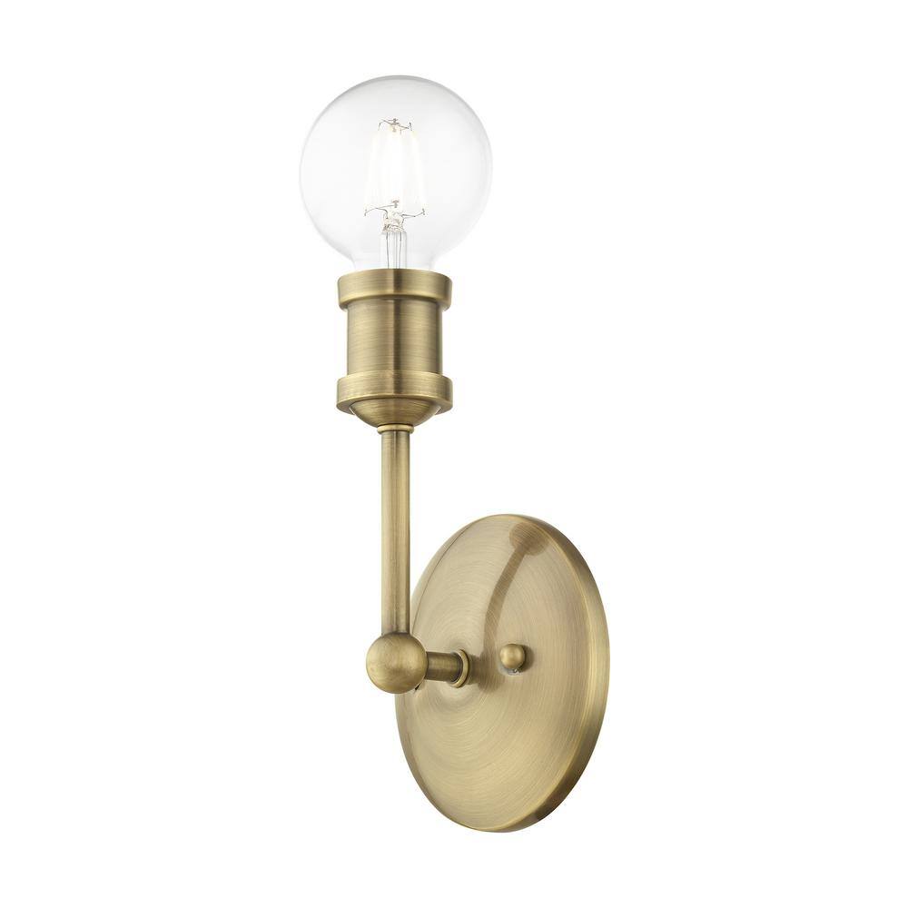 Antique Brass 1-Light Dimmable Vanity Sconce