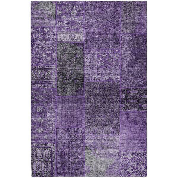 Dream Shag Premium Machine Washable Abstract ADS669 Eggplant 9 ft. x 12 ft. Area Rug