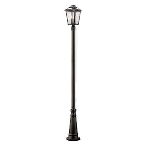 Bayland 111 in. 3 Light Rubbed Bronze Aluminum Hardwired Outdoor Weather Resistant Post Light Set with No Bulb Included