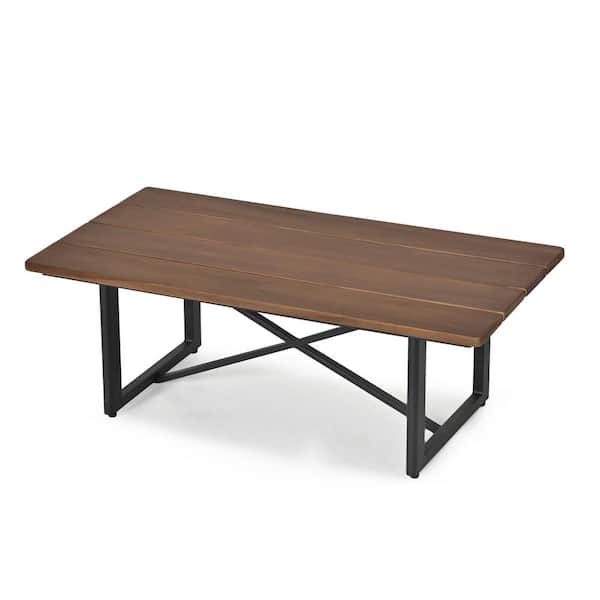 EGEIROSLIFE PureCane 1-Piece Aluminum Patio Coffee Table with Wooden Top