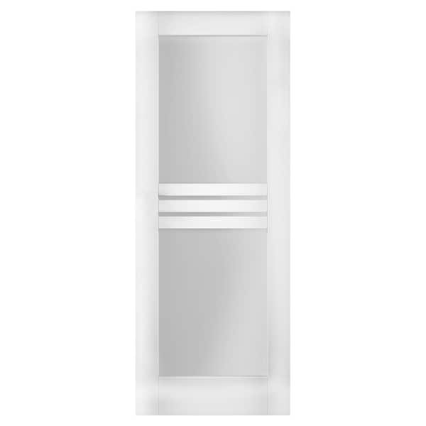 VDOMDOORS 7222 18 in. x 84 in. 1 Panel No Bore Solid Full Lite Frosted Glass White Finished Pine MDF Interior Door Slab