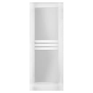 7222 36 in. x 84 in. 1 Panel No Bore Solid Full MDF Lite Frosted Glass White Finished Pine Wood Interior Door Slab