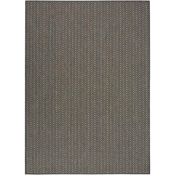 Nourison Horizon Charcoal 5 ft. x 7 ft. Indoor/Outdoor Geometric Contemporary Area Rug