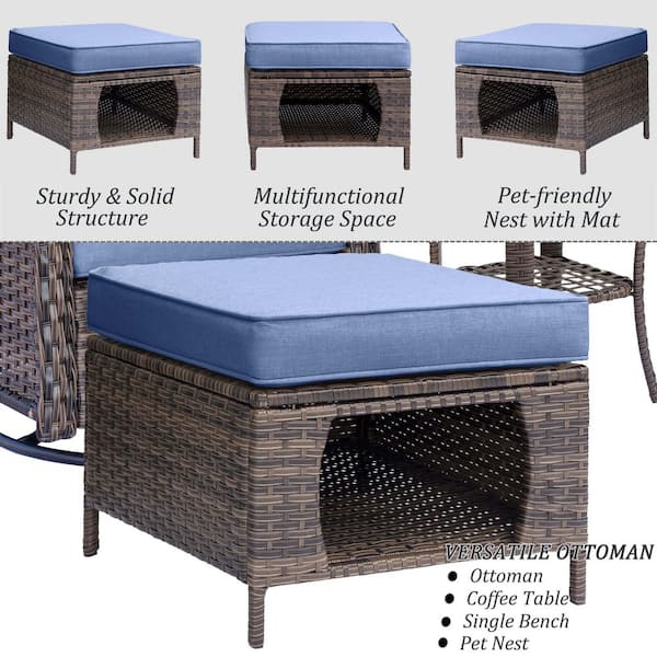 Xingzjojor Brown 8-Piece Wicker Outdoor Patio Conversation Seating