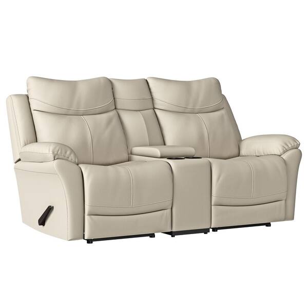 2 Seater Reclining Loveseat, Off White Leather Power Reclining Sofa