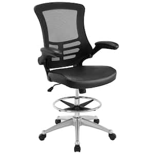 Attainment 26.5 in. Width Big and Tall Black Vinyl Drafting Chair with Swivel Seat