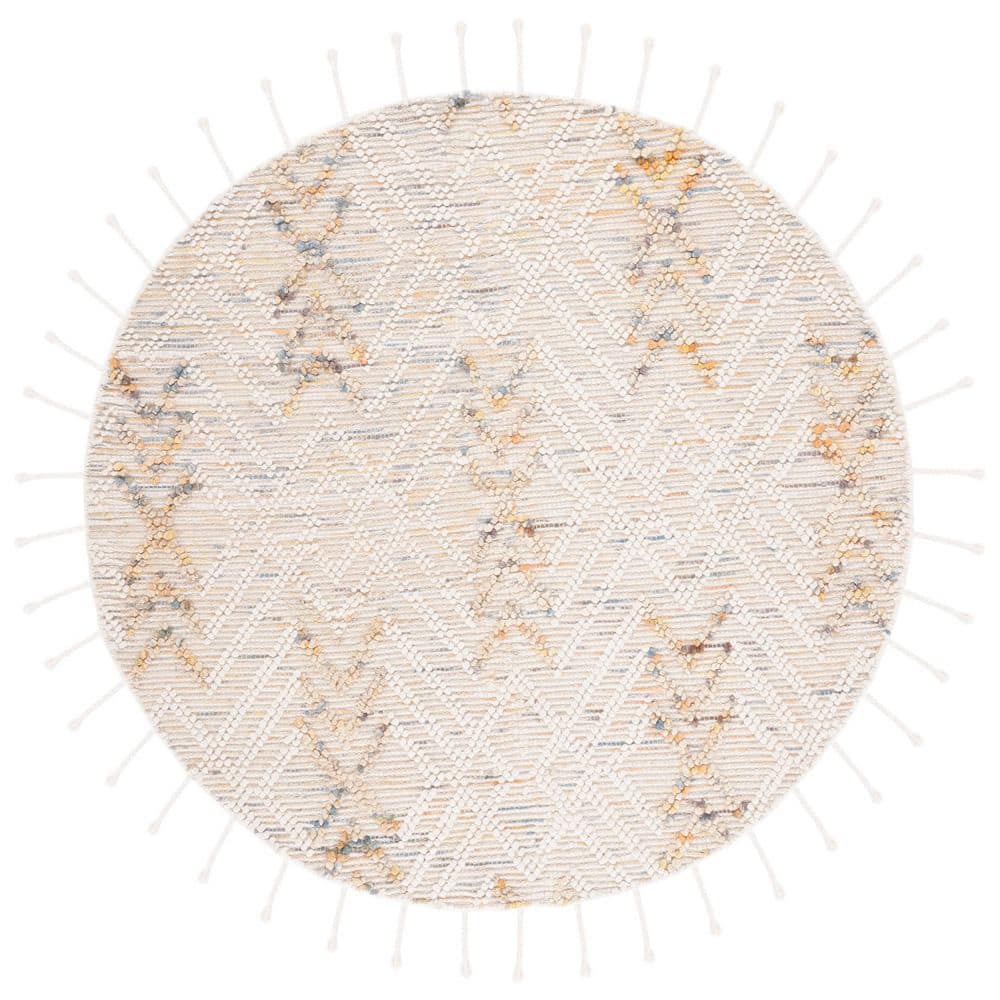 Natura 6 ft. x 6 ft. Ivory/Orange Chevron Striped Round Area Rug price history on PriceWatchPro