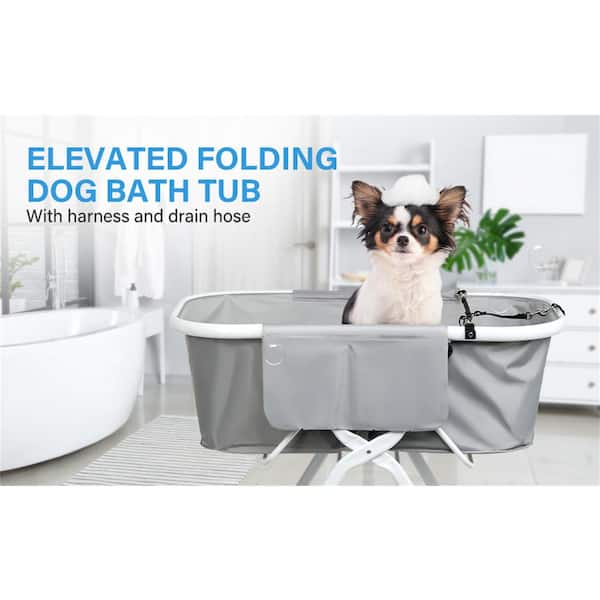 Foobrues Portable Elevated Pet Bathtub with Drain Hose and Harness Foldable  Bathing Stati JUN23SJDEY19 - The Home Depot