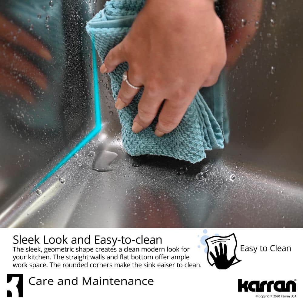 Karran 30'' Satin Brushed Stainless Steel Single Bowl Undermount Kitchen Sink