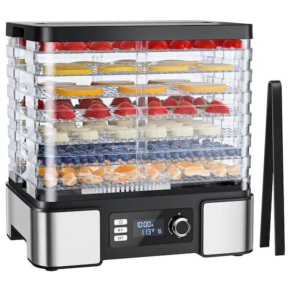 7-Tray Black Stainless Steel Food Dehydrator Machine with Adjustable Temp & Timer for Jerky Fruit Herb, Meat