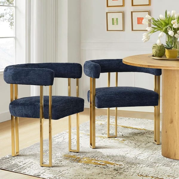 Gold Chenille Upholstered Armchair (Set of 2)