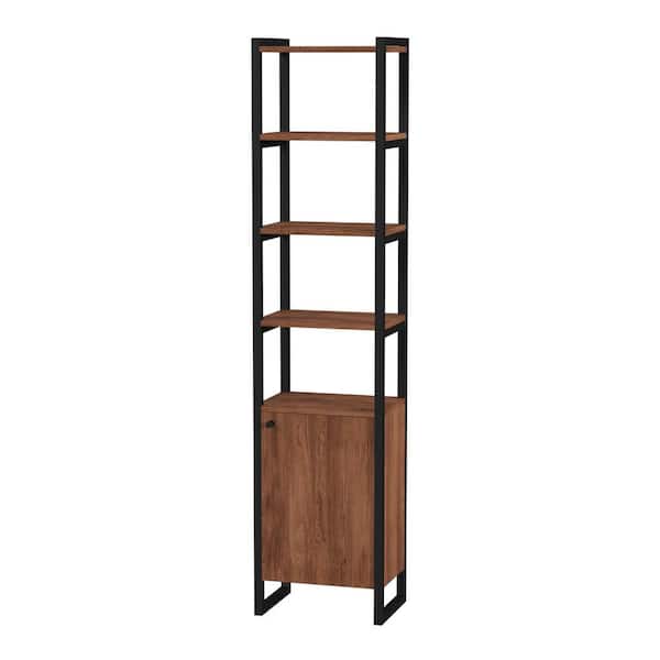 Butler Specialty Company 73.0 in. H x 17.0 in. W x 12.0 in. D Brown Drake 4-Shelf Narrow Walnut Bookcase with Storage