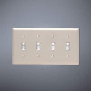 Pass & Seymour 430S/S 4 Gang 4 Toggle Wall Plate, Stainless Steel (1-Pack)