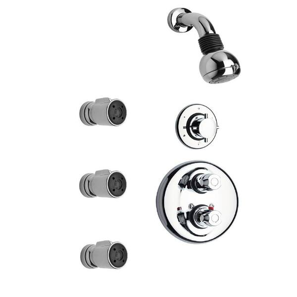 LaToscana Water Harmony 3-Handle 2-Spray Shower Faucet with 3 Body Jets in Chrome (Valve Included)