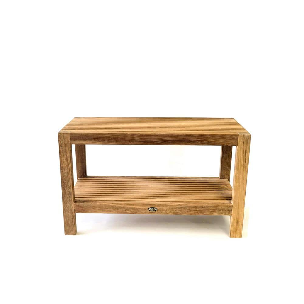 Fiji Teak Wood Shower Bench with Shelf, 30-inch