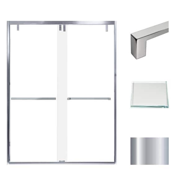 Transolid Eden 60 in. W x 80 in. H Sliding Semi-Frameless Shower Door in Polished Chrome with Low Iron Glass