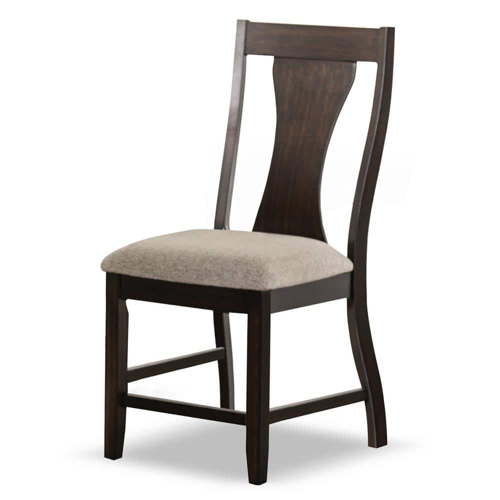 Beige Upholstered High Back Wood Side Chair Set
