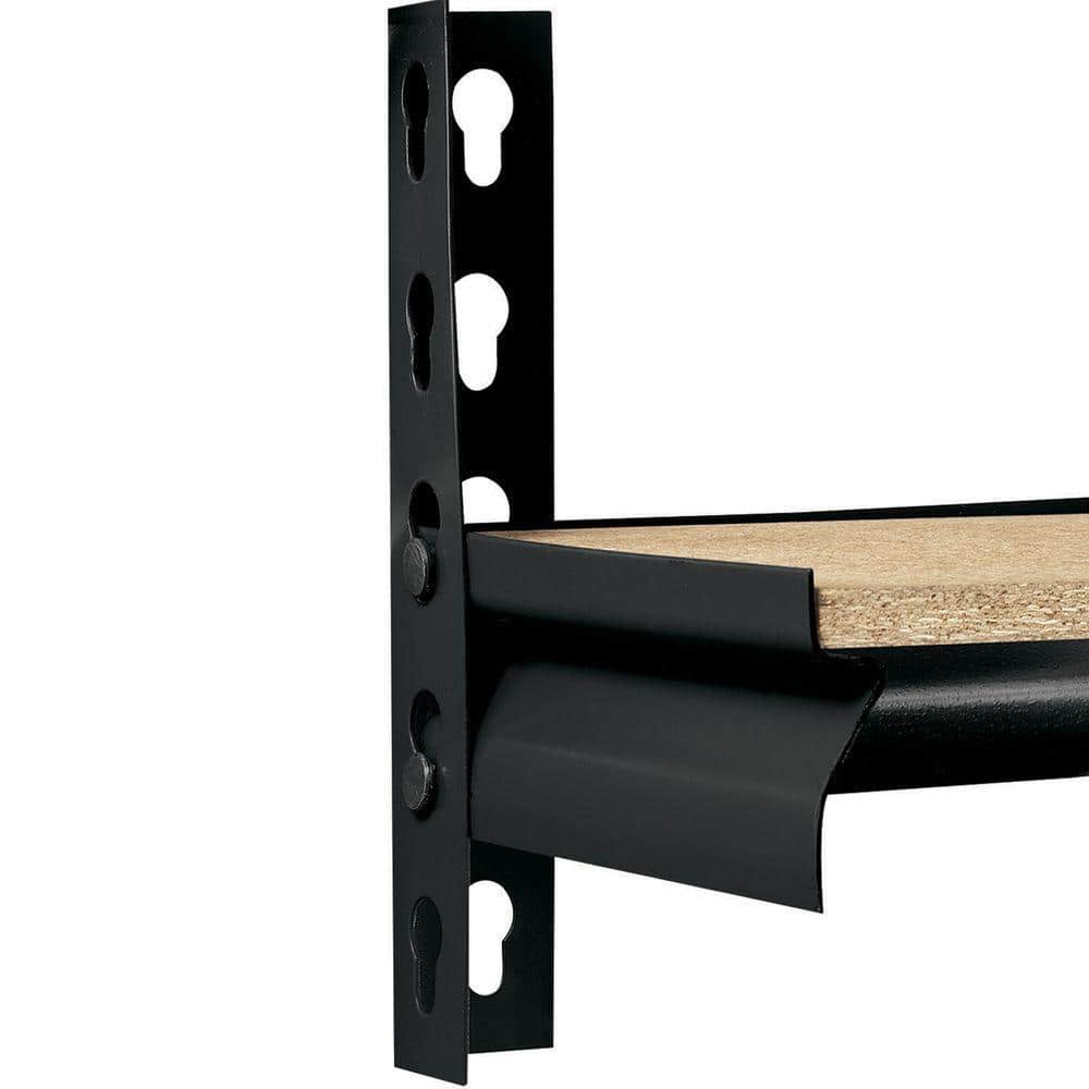 Heavy-Duty Black Steel 5-Shelf Adjustable Storage Rack