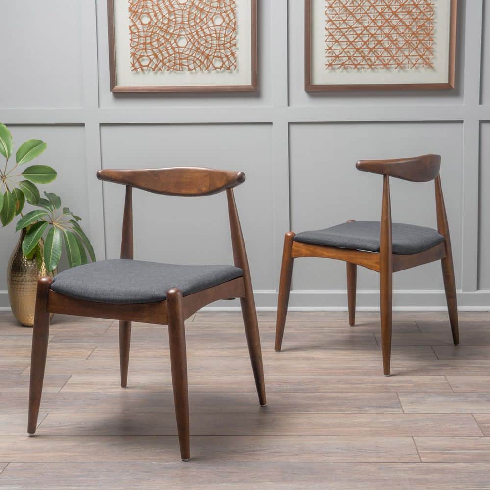 Yosef Charcoal and Walnut Mid-Century Modern Fabric Upholstered Dining Chairs, Solid Wood, (set of 2) price history on PriceWatchPro