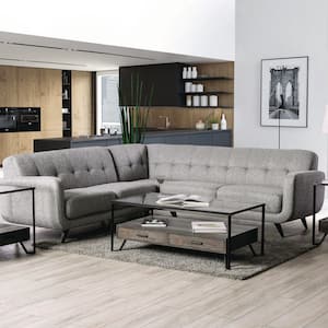 Erlager 90.5 in. W Square Arm Fabric L Shaped Sectional Sofa in Gray