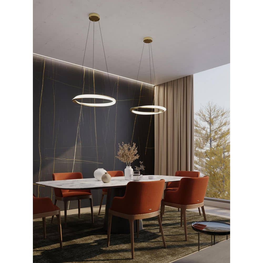 Oberon 20-Watt 1-Light Light Antique Brass Shaded Integrated LED Pendant Light with Acrylic Shade price history on PriceWatchPro