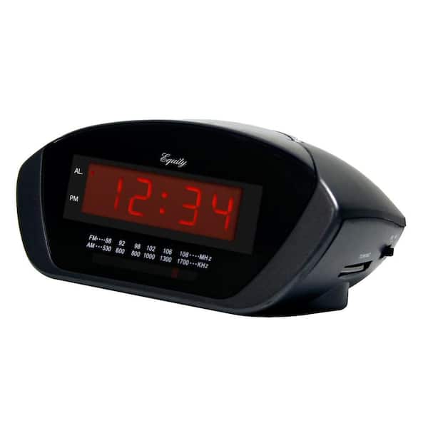 Equity by La Crosse 6.5 in. x 4.65 in. Red LED AM/FM Clock Radio