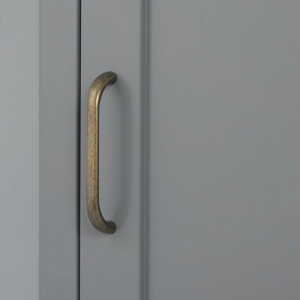 Mercer Mid-Century Modern Gray Corner Cabinet with Brass Pull