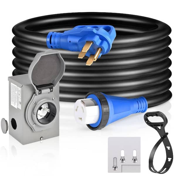 SEEUTEK 30 ft. 10/4 50 Amp Generator Extension Cord 4 Prong 125-Volt Indoor/Outdoor Extension Cord L14-50/P Black